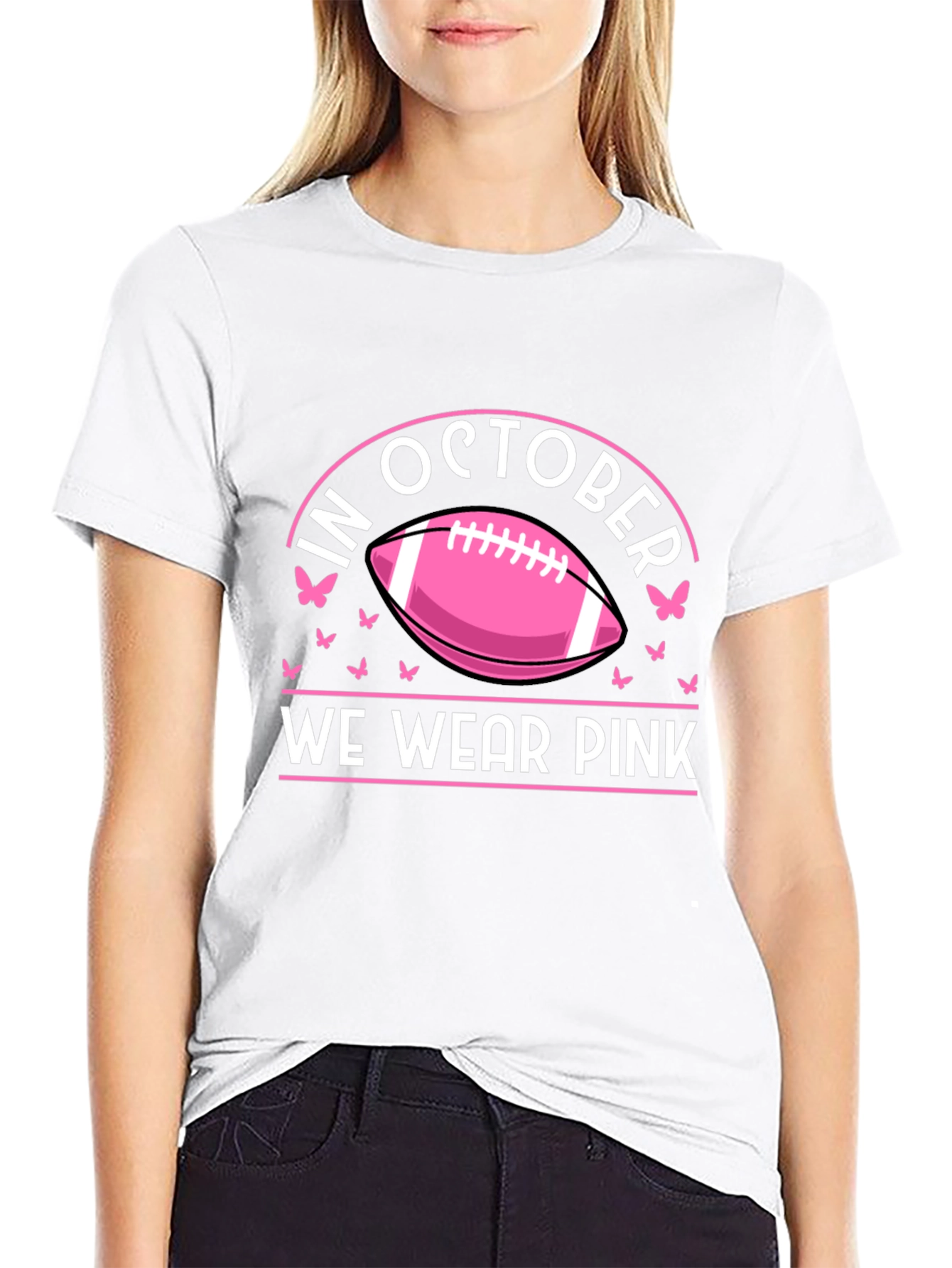In October We Wear Pink Breast Cancer Awareness T-Shirt