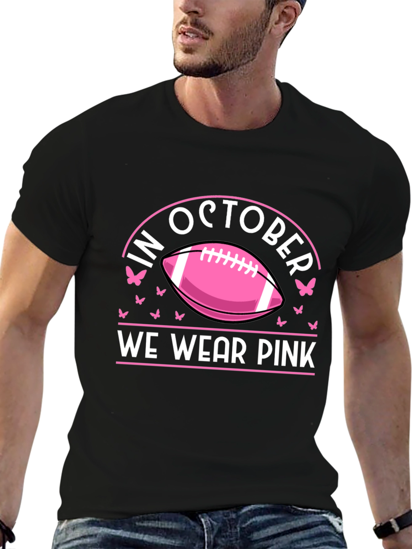 In October We Wear Pink Breast Cancer Awareness T-Shirt