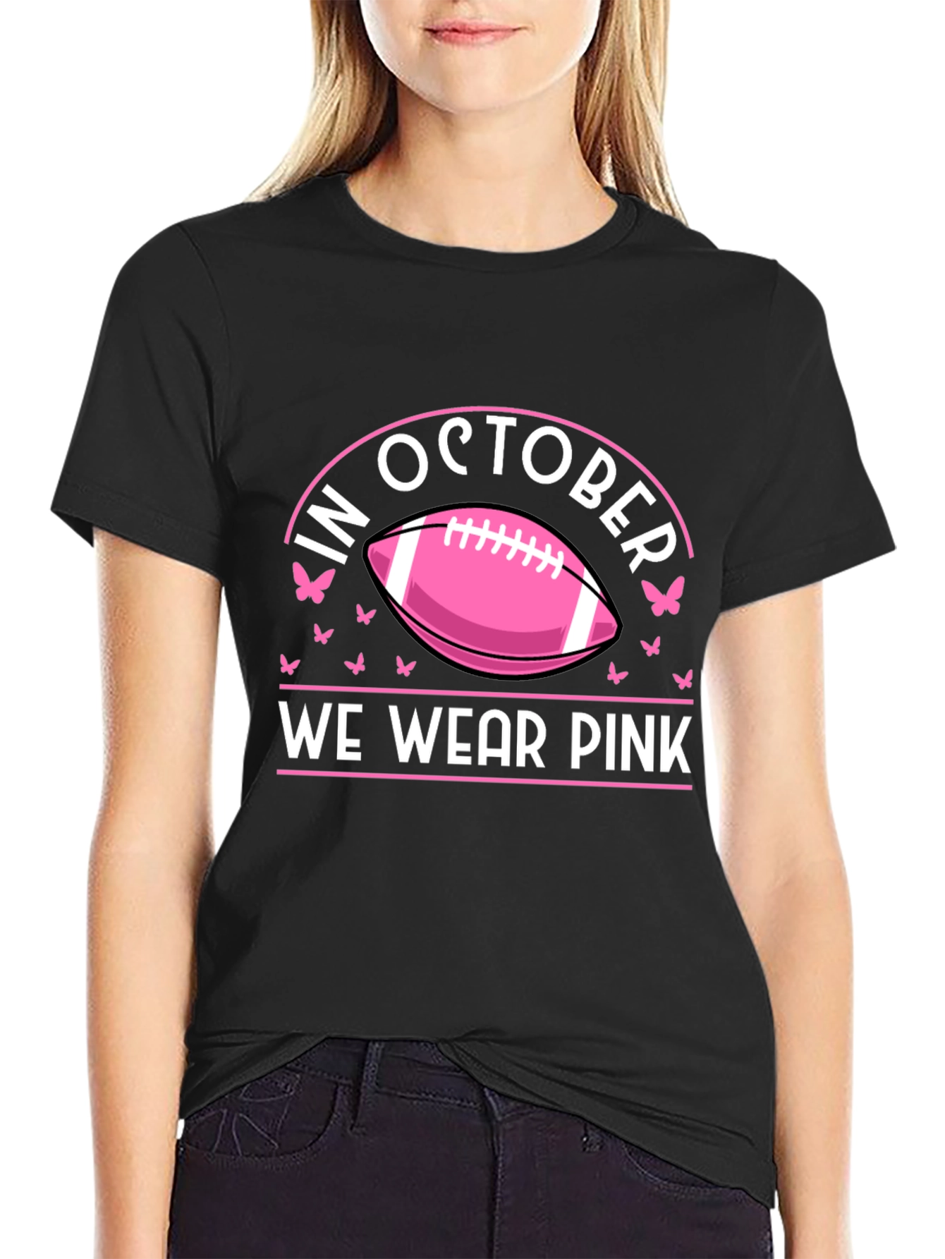 In October We Wear Pink Breast Cancer Awareness T-Shirt