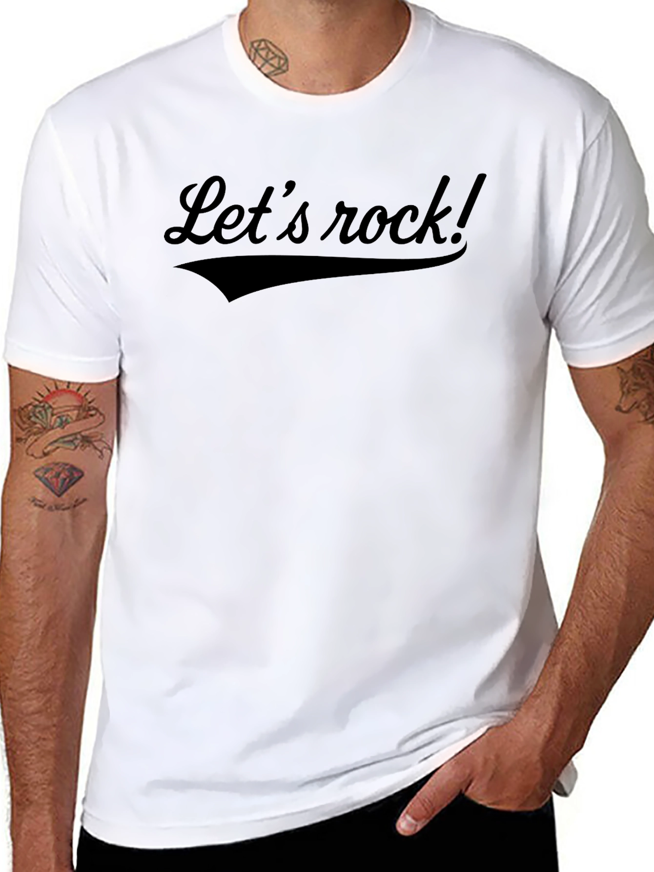 Lets Rock! Mens Black Graphic T-Shirt