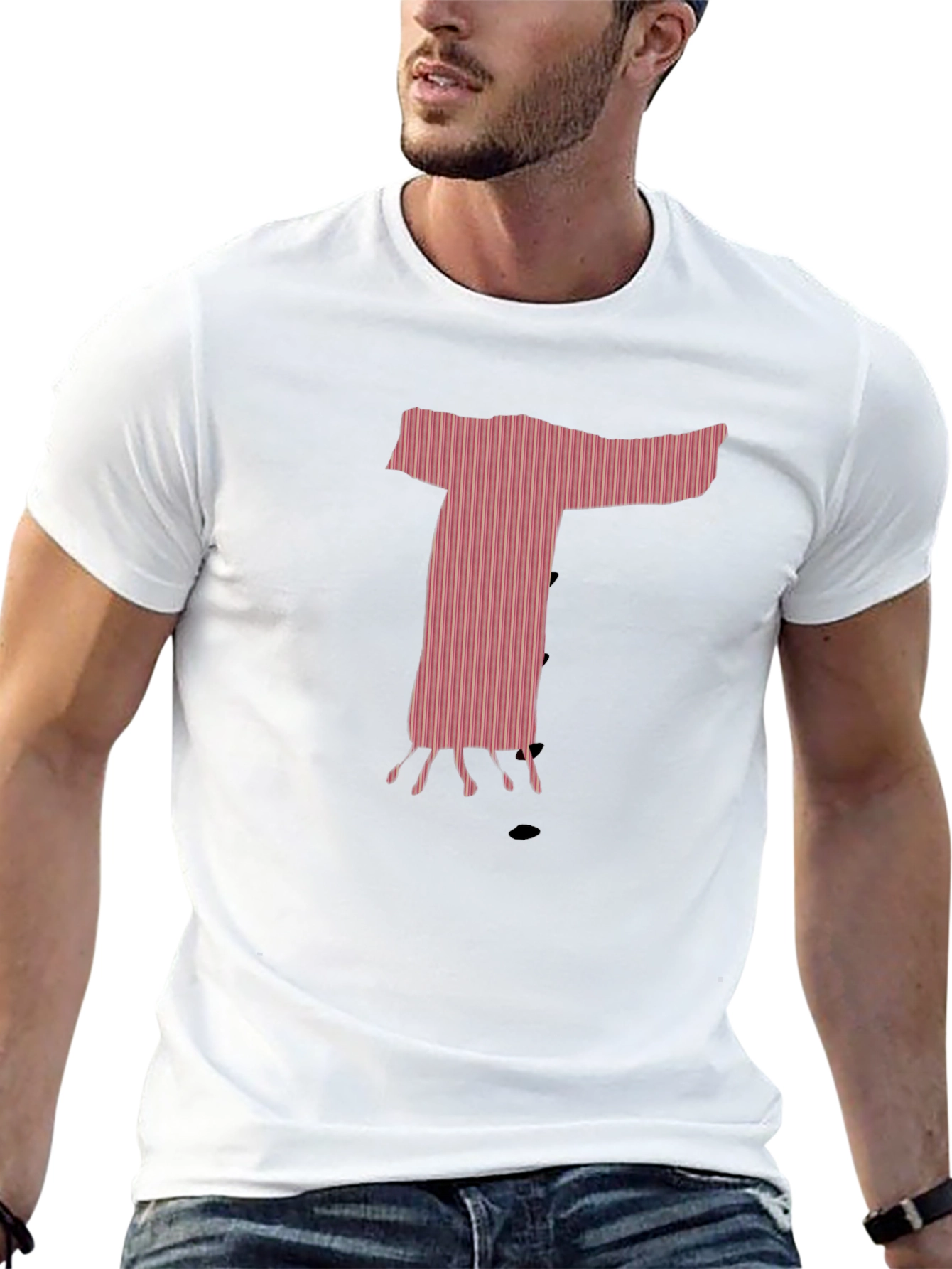 Unique Graphic T-Shirt - Pink Letter T Design