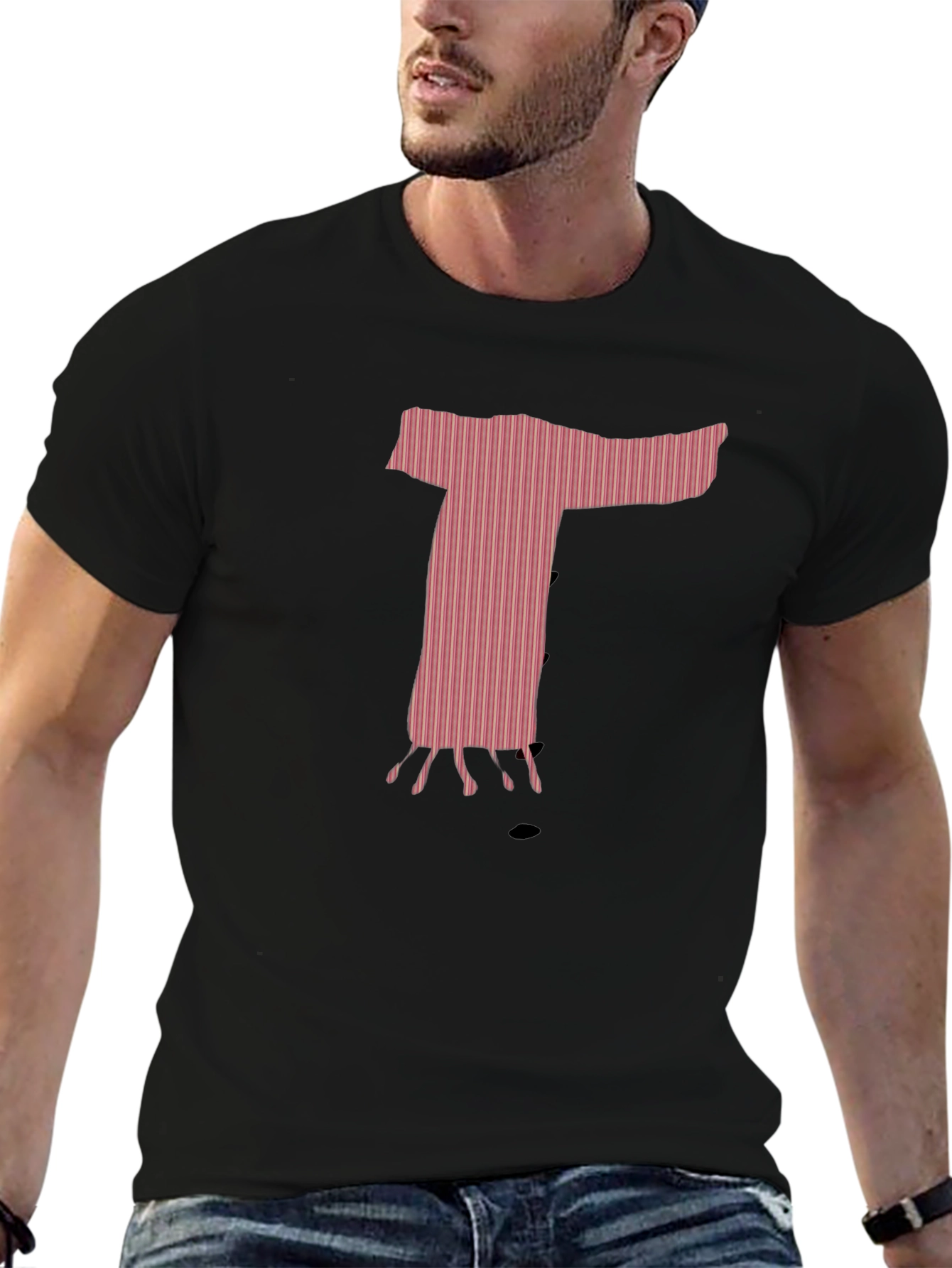 Unique Graphic T-Shirt - Pink Letter T Design