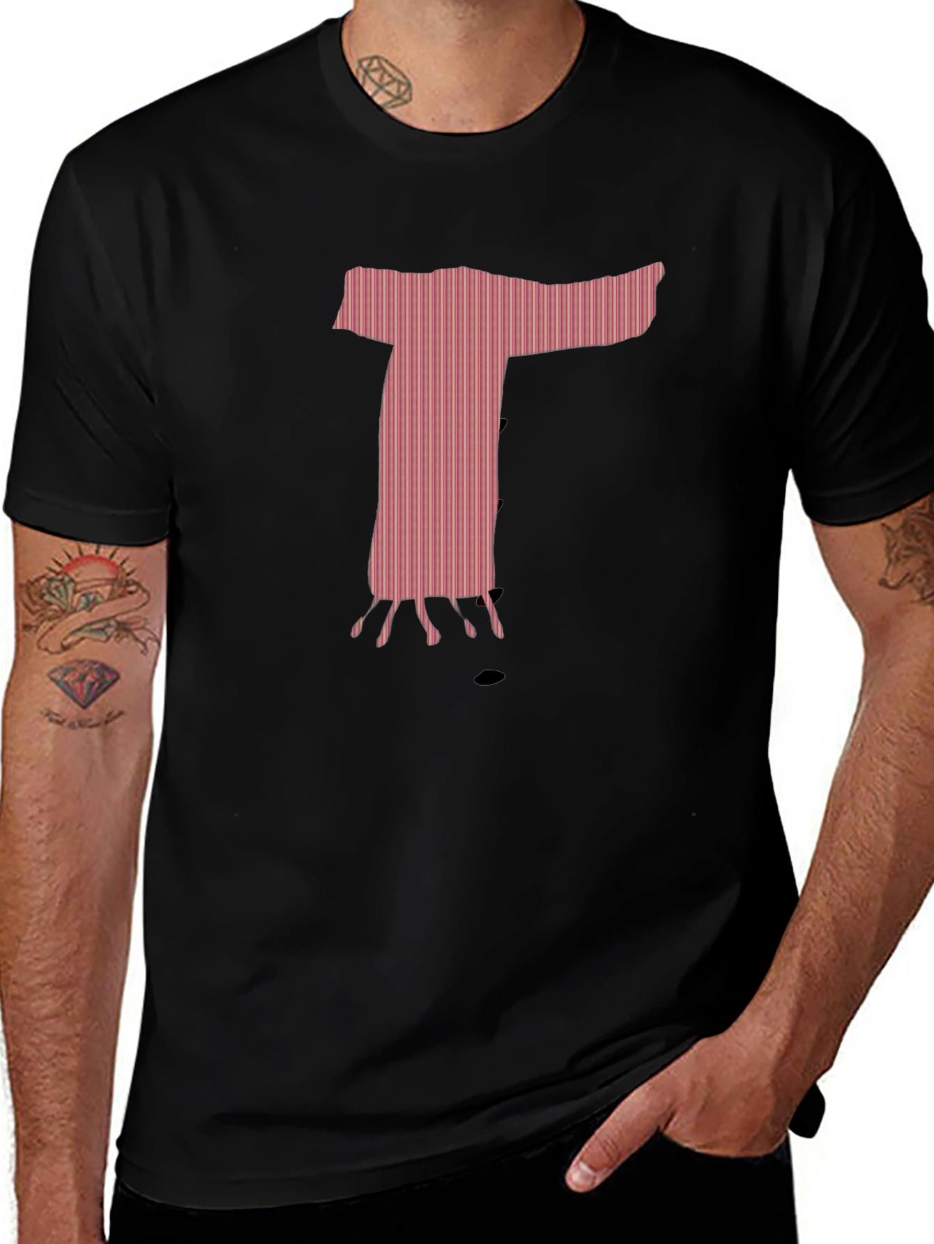 Unique Graphic T-Shirt - Pink Letter T Design