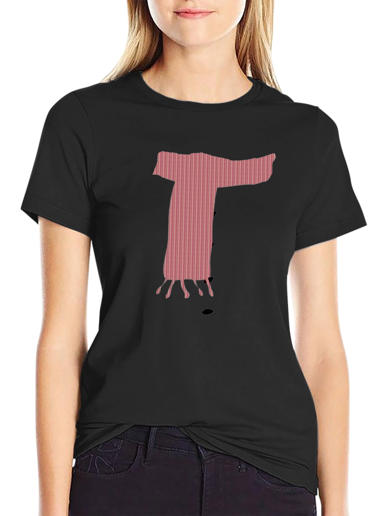 Unique Graphic T-Shirt - Pink Letter T Design