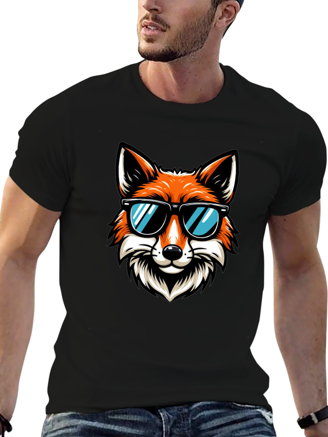 Cool Fox Graphic T-Shirt - Black Cotton Tee