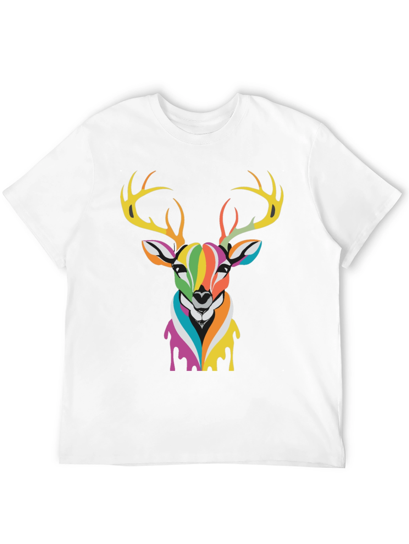 Rainbow Deer Graphic Tee - Stylish Mens Black T-Shirt