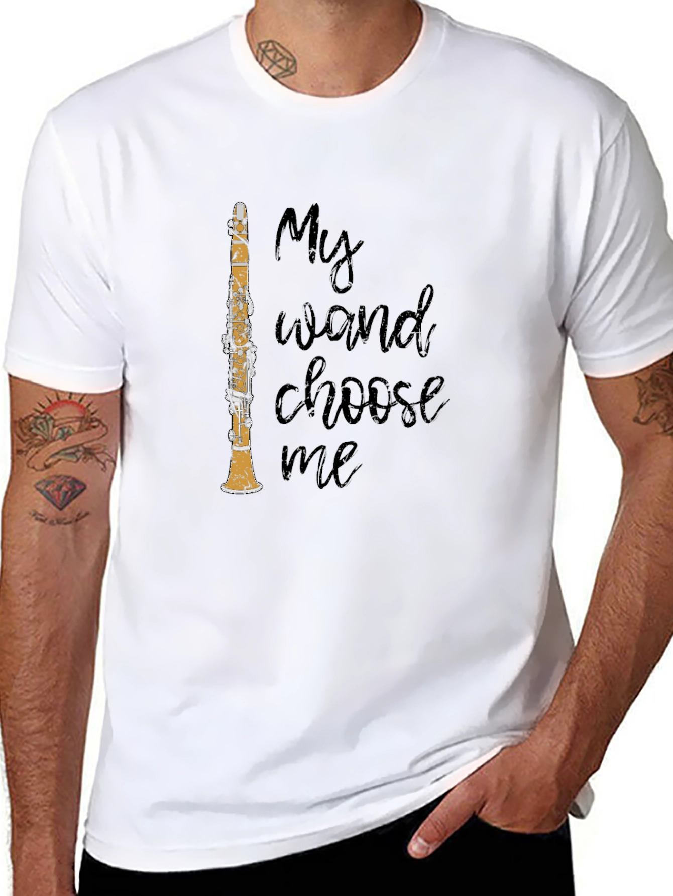 My Clarinet Wand Graphic T-Shirt - Musicians Novelty Tee