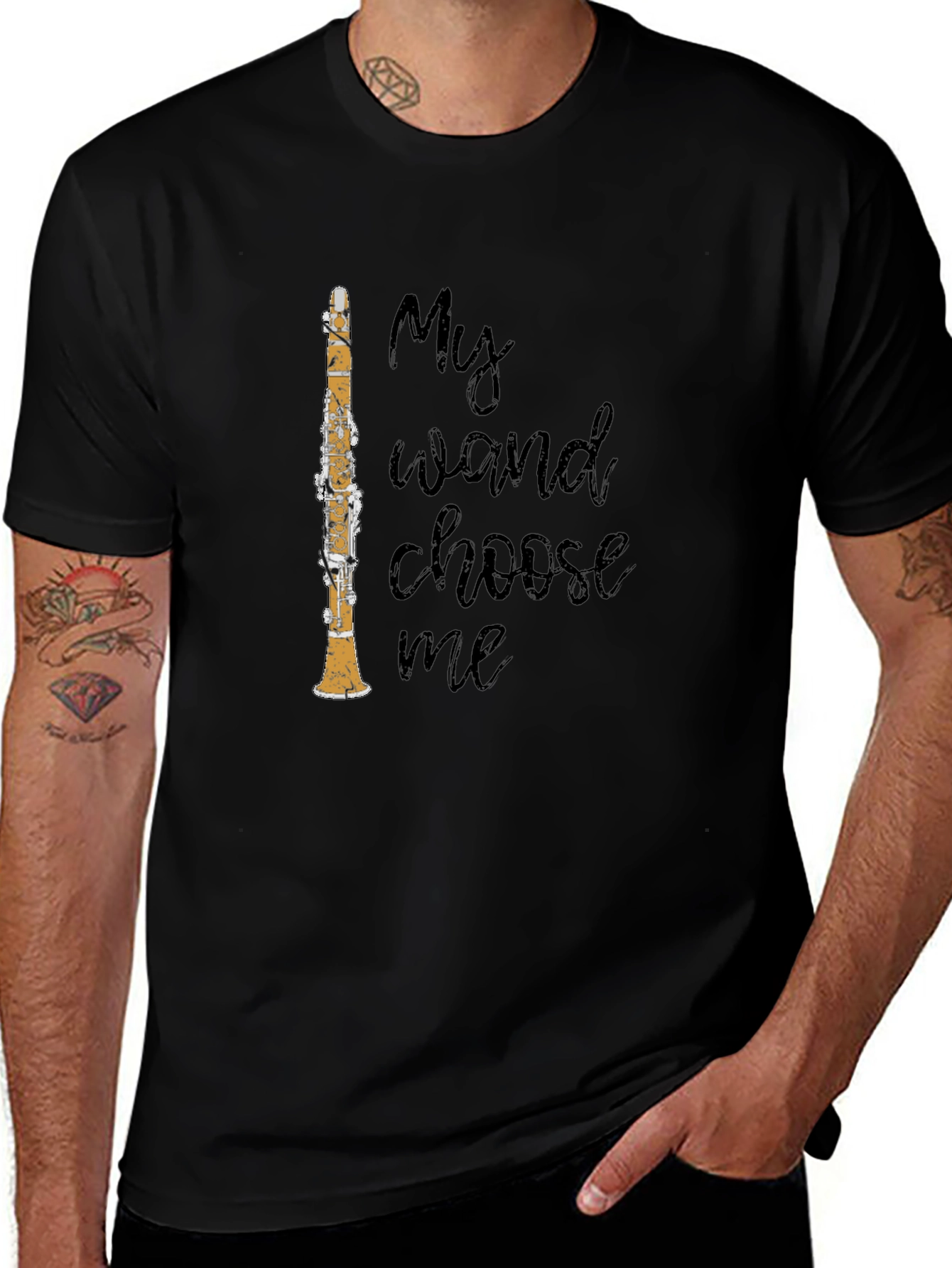 My Clarinet Wand Graphic T-Shirt - Musicians Novelty Tee
