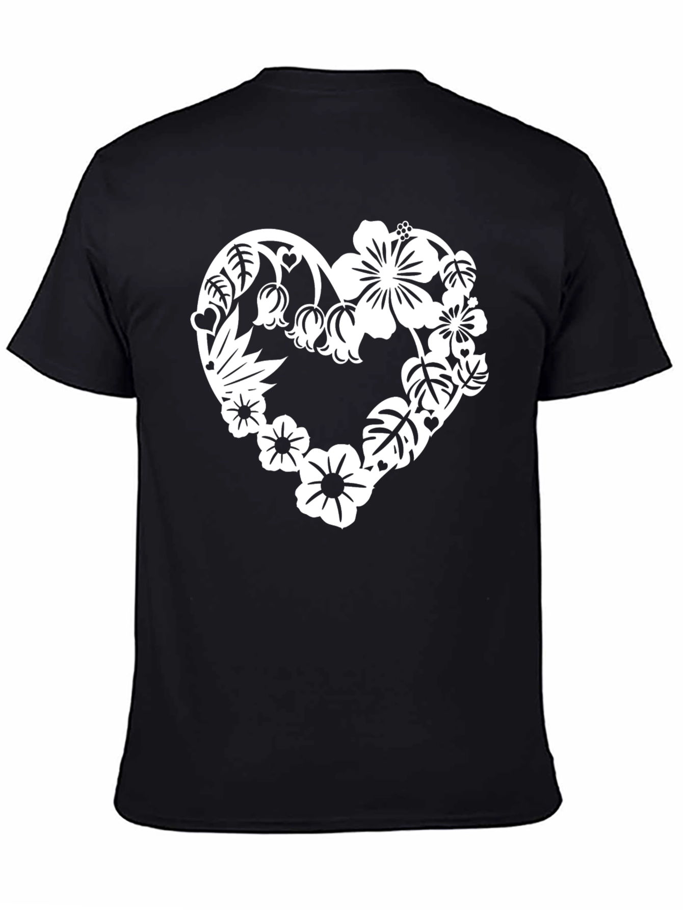 Floral Heart Graphic Tee - Stylish Black T-Shirt