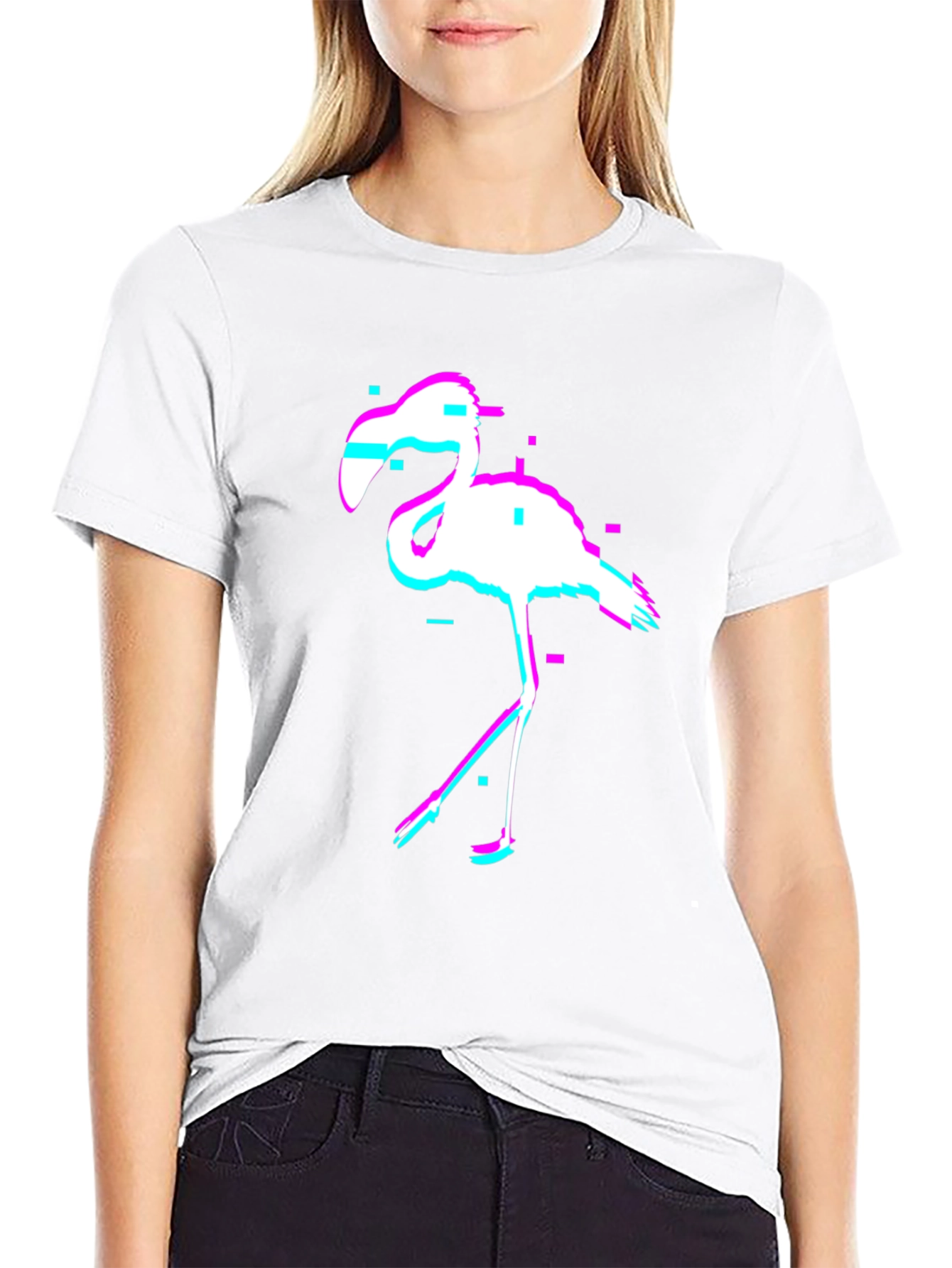 Glitch Flamingo T-Shirt - Modern Graphic Tee