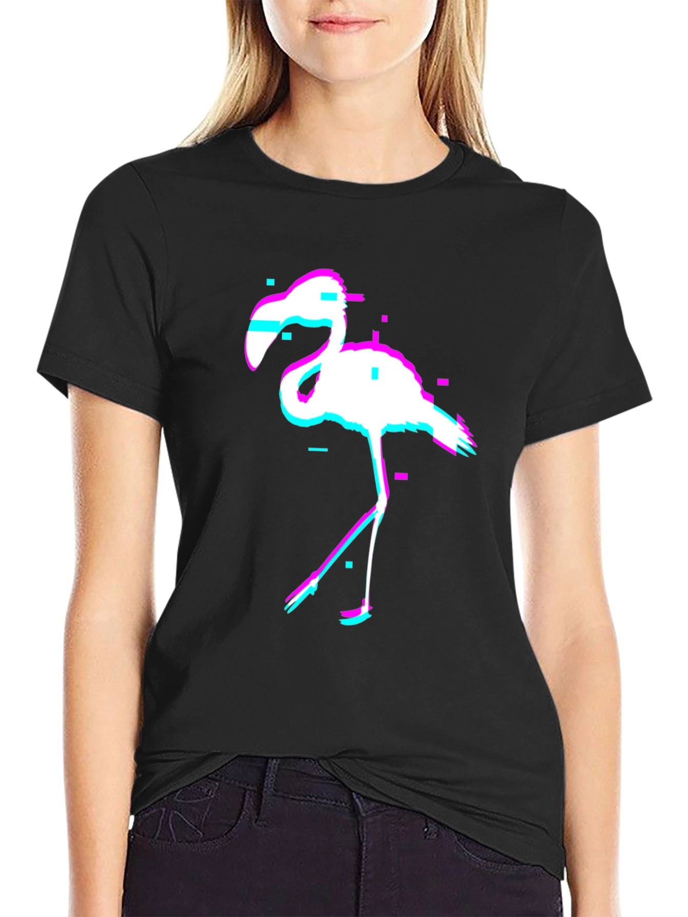 Glitch Flamingo T-Shirt - Modern Graphic Tee