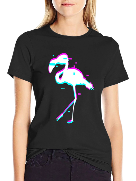 Glitch Flamingo T-Shirt - Modern Graphic Tee