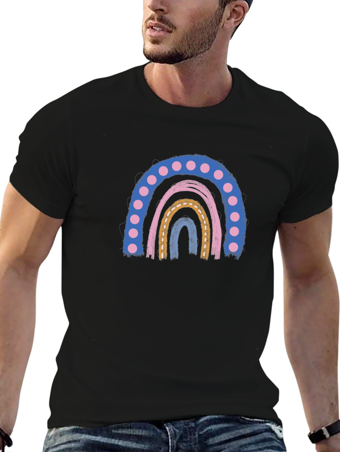 Retro Rainbow Graphic Tee - Comfort and Style