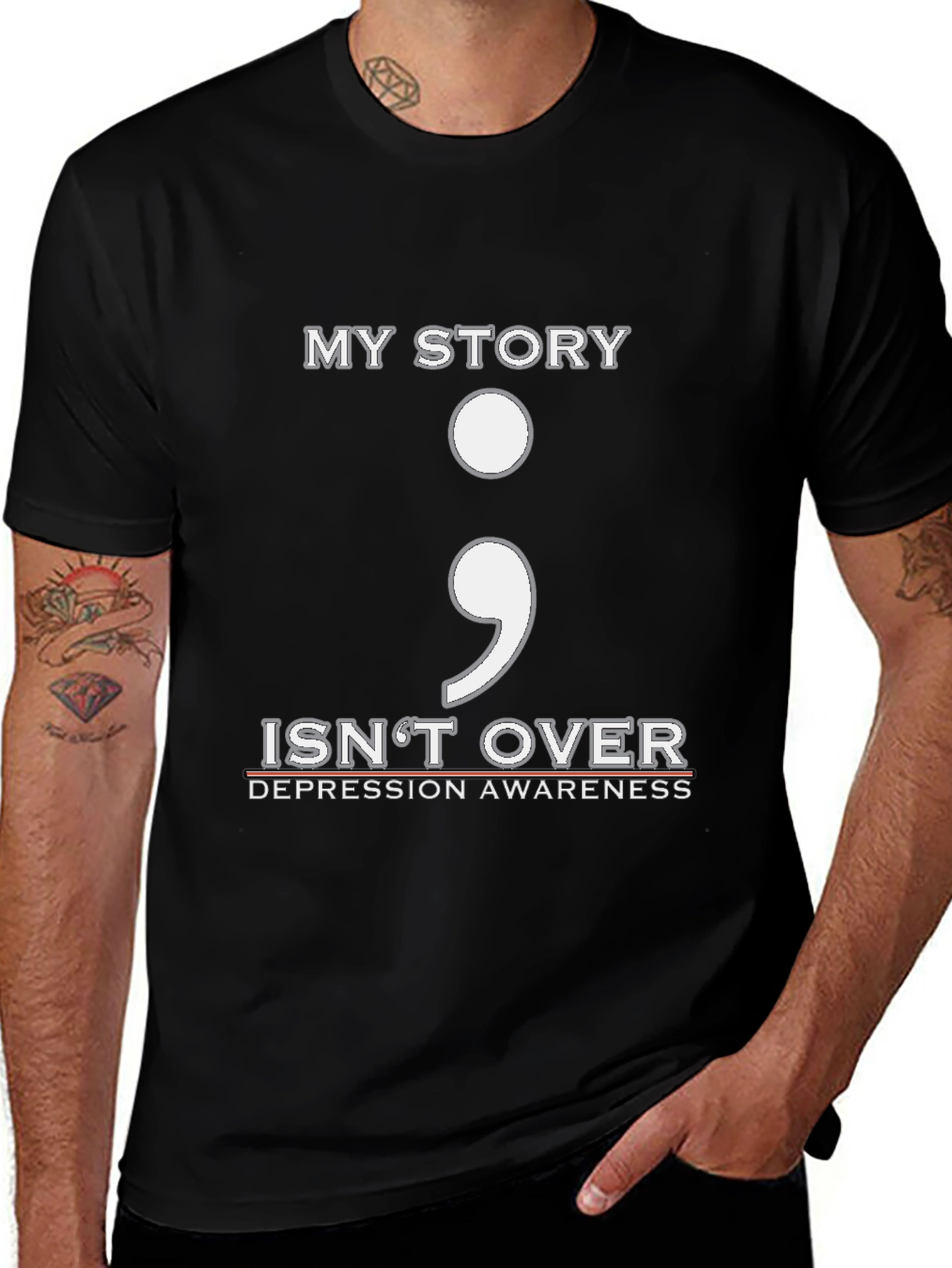 My Story Isnt Over Semicolon Depression Awareness T-Shirt