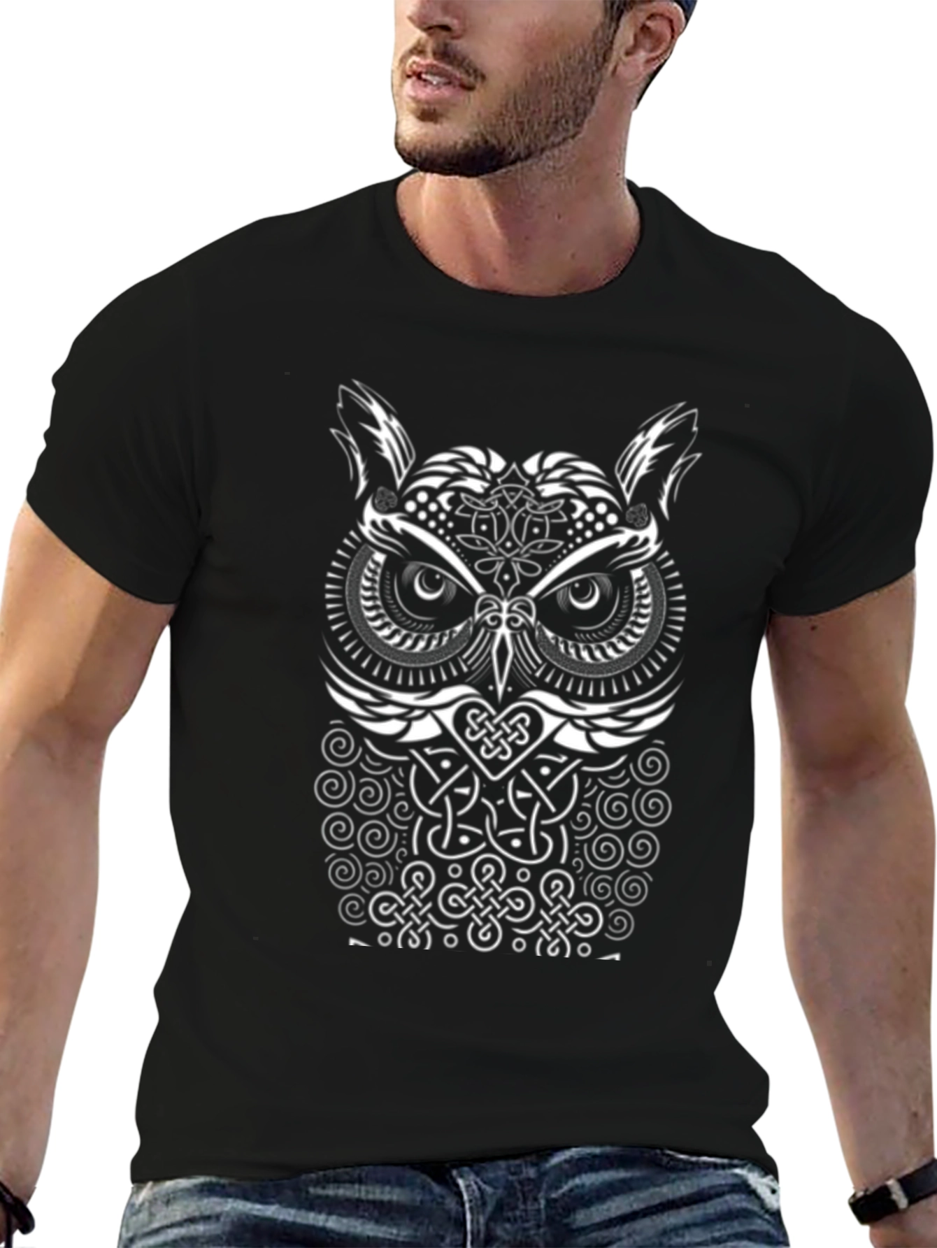 Celtic Owl T-Shirt - Intricate Knot Design