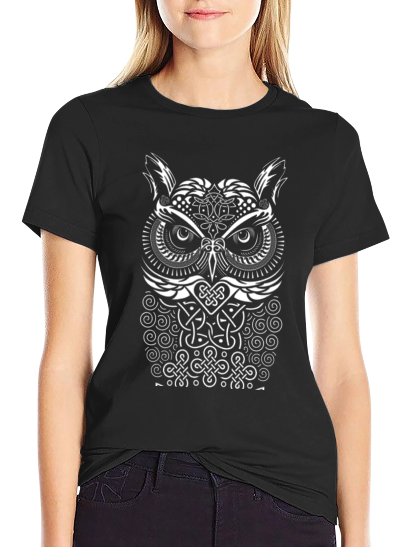 Celtic Owl T-Shirt - Intricate Knot Design