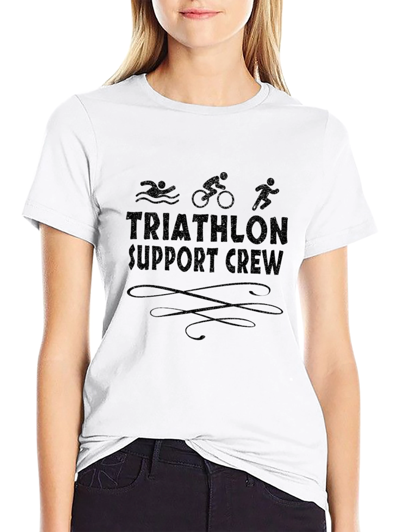 Triathlon Support Crew Black T-Shirt