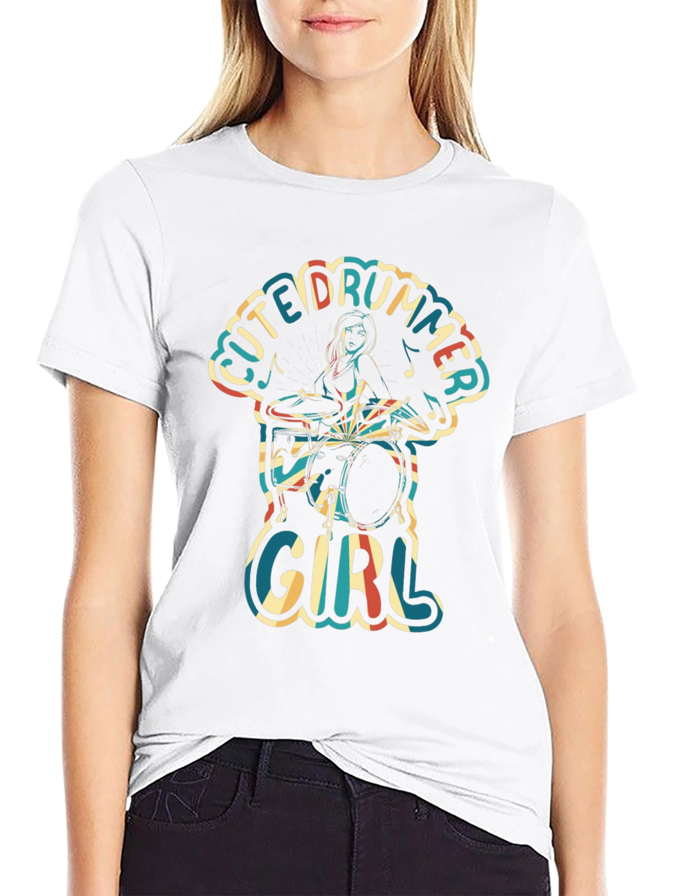 Cute Drummer Girl T-Shirt - Music Lover Tee