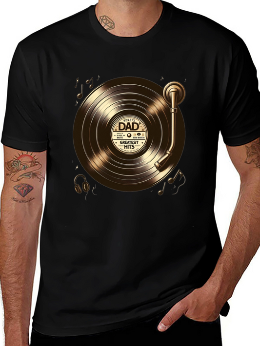 Dads Greatest Hits Record Player Graphic Tee - Unique Fathers Day Gift