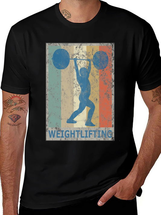 Vintage Weightlifting T-Shirt Retro Gym Tee