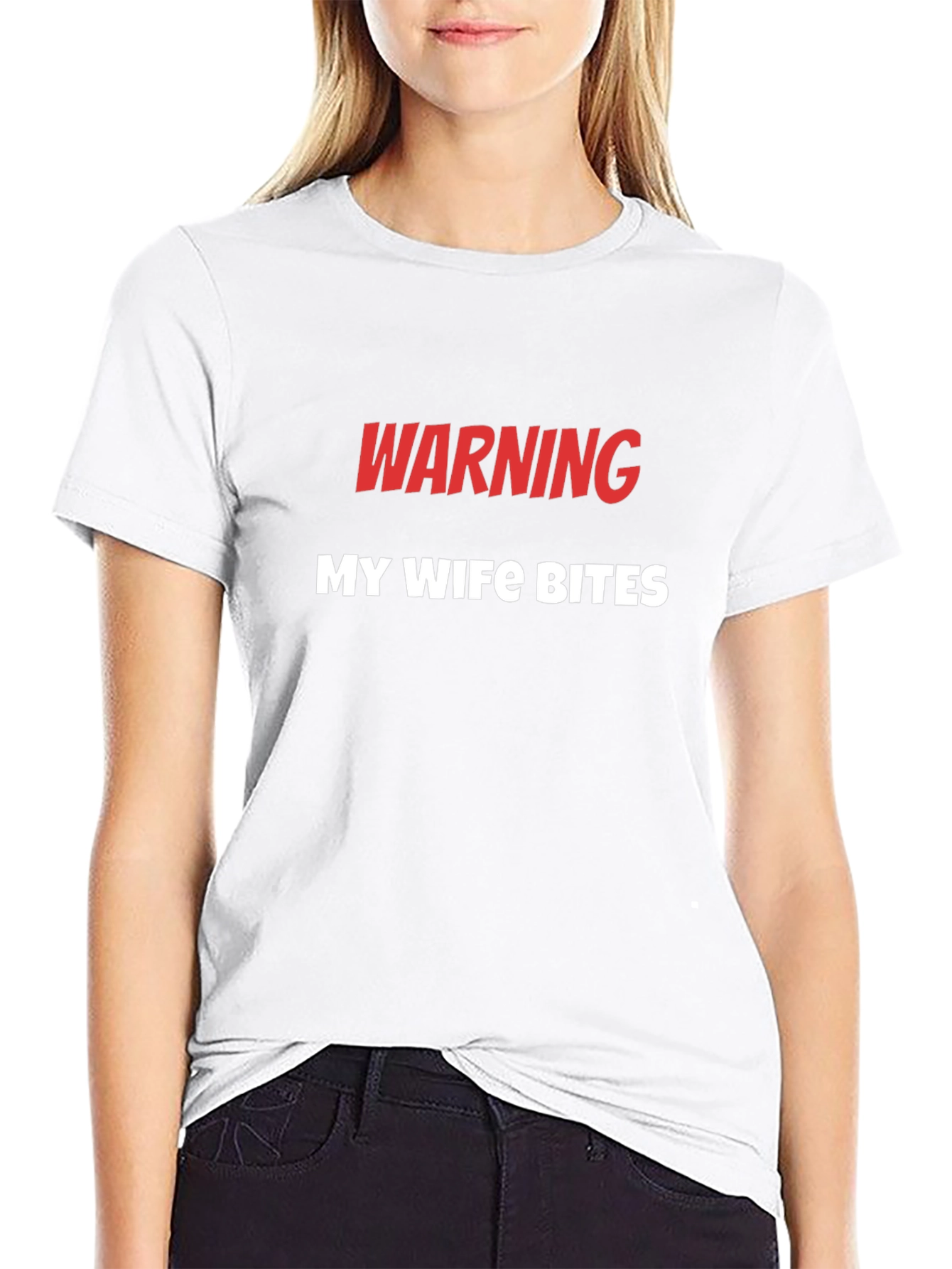Warning My Wife Bites Funny Novelty T-Shirt