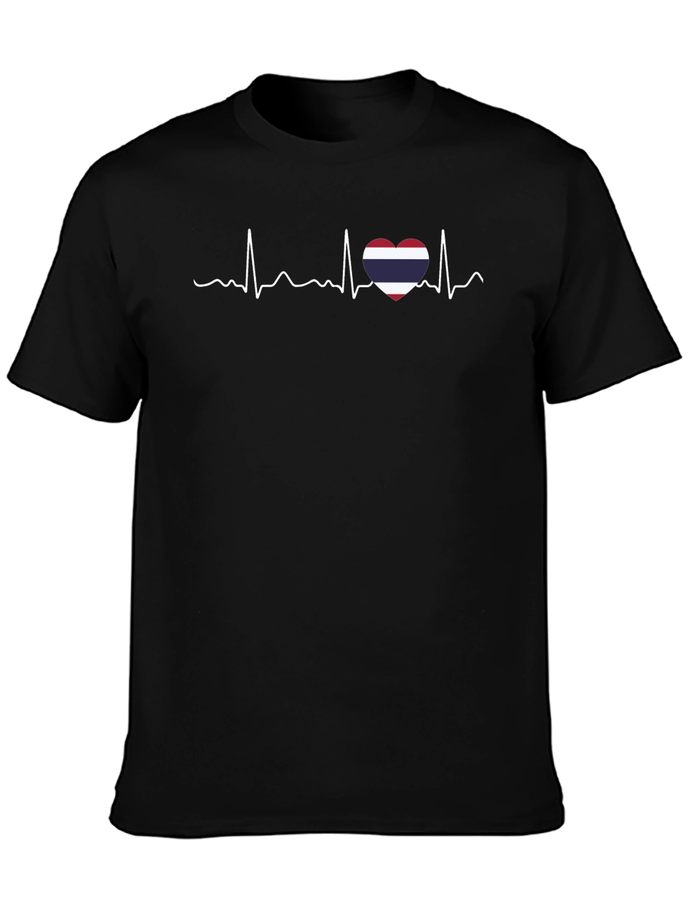 Thailand Flag Heartbeat T-Shirt - Black