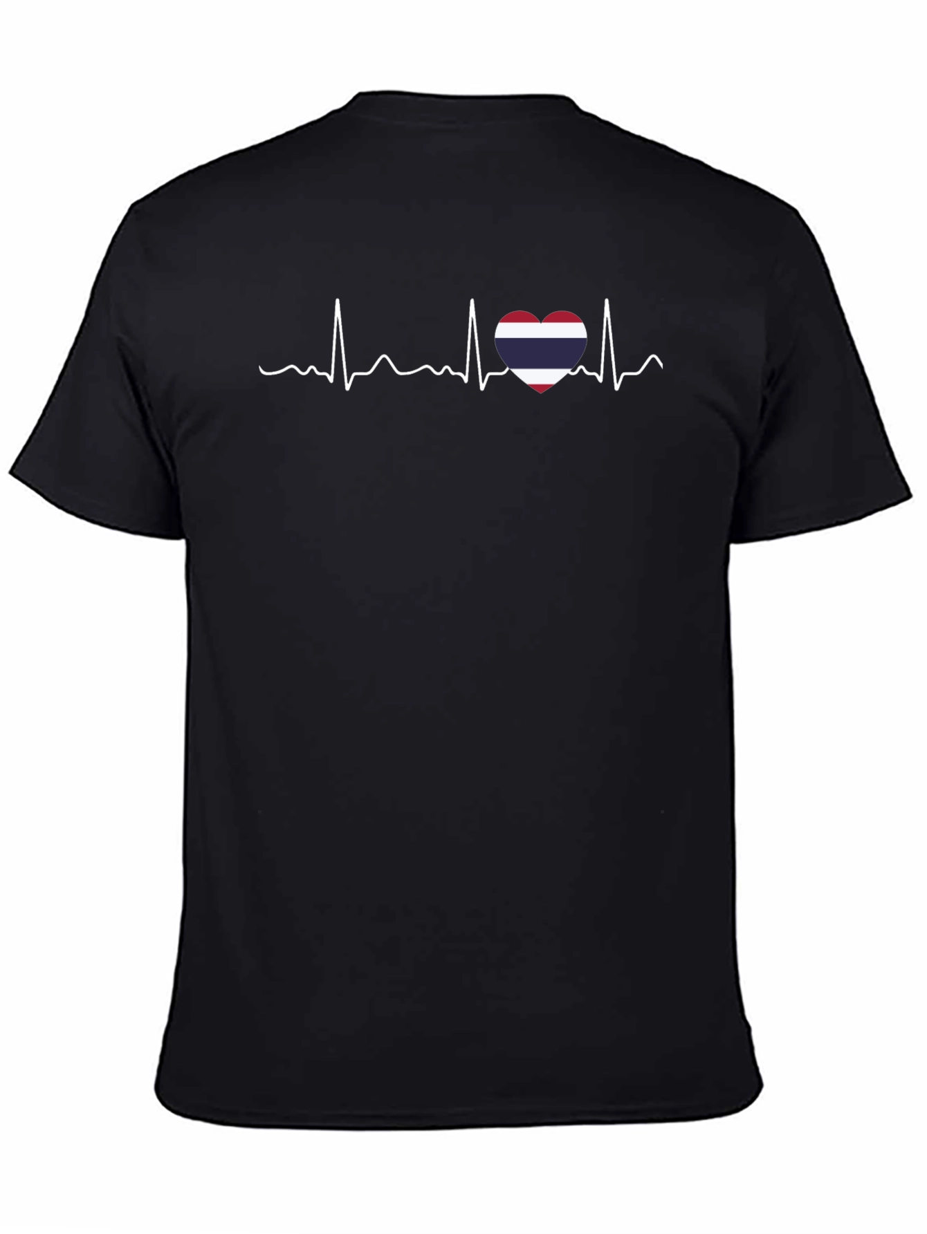 Thailand Flag Heartbeat T-Shirt - Black