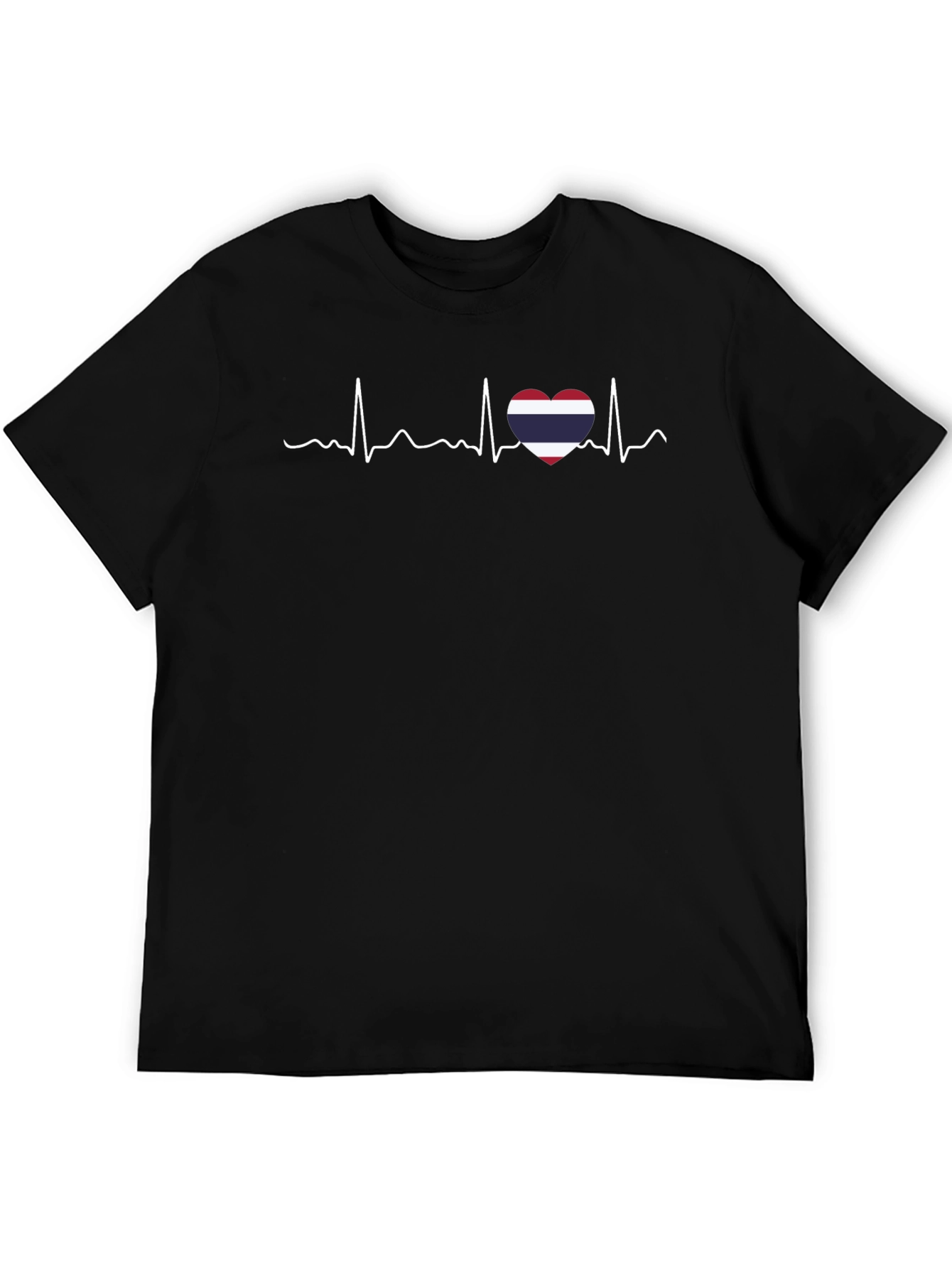 Thailand Flag Heartbeat T-Shirt - Black