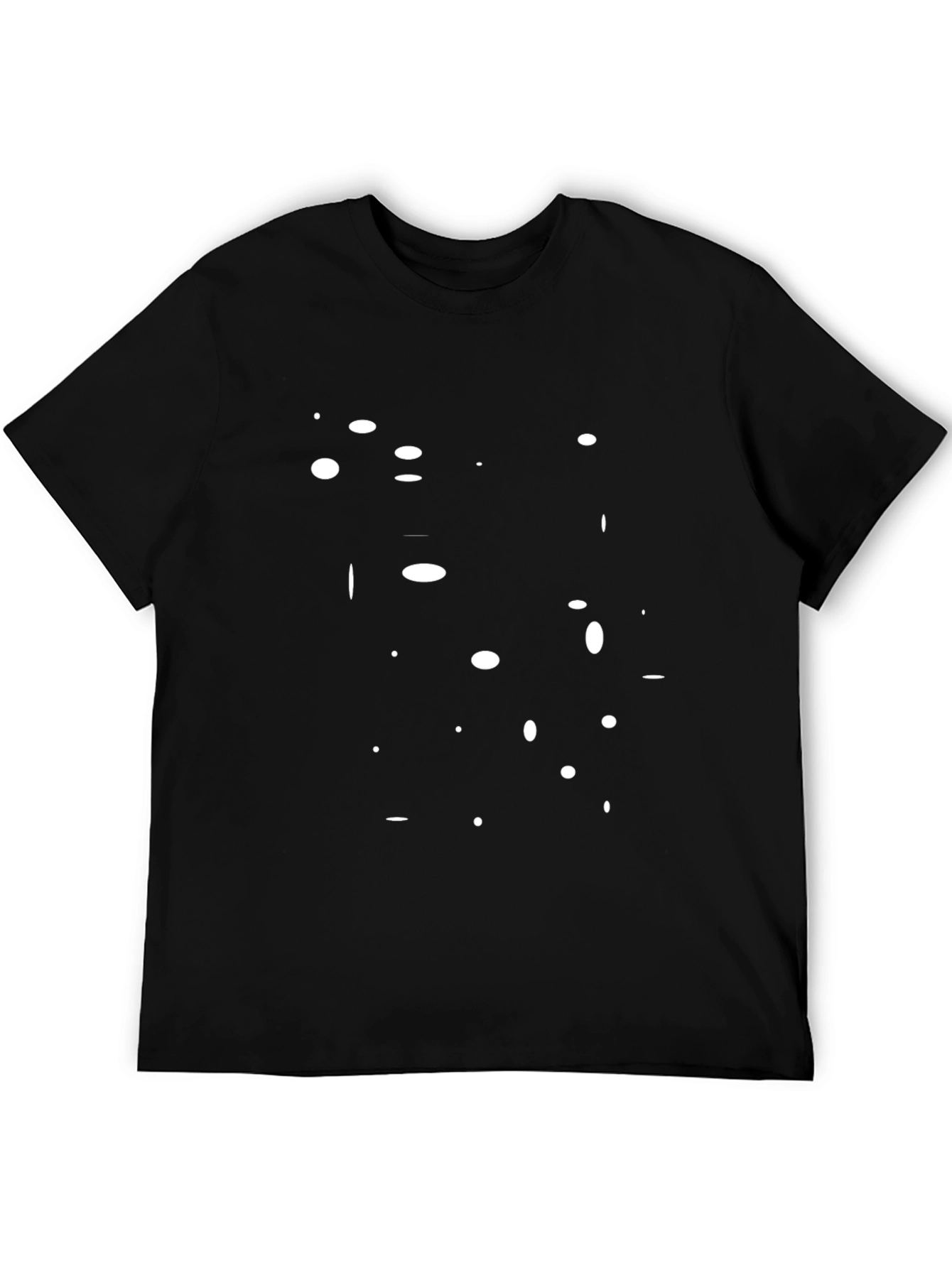 Minimalist White Dot Pattern Black T-Shirt