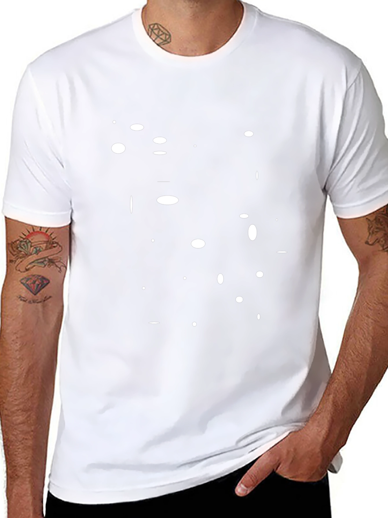Minimalist White Dot Pattern Black T-Shirt