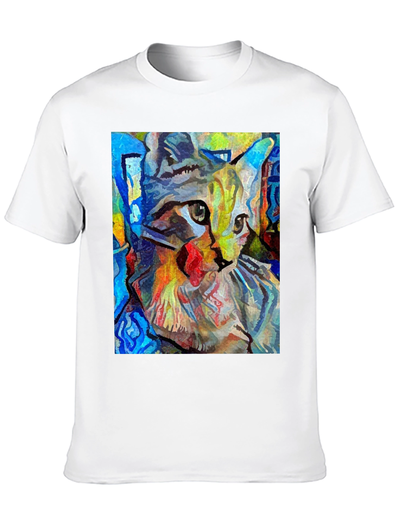 Abstract Cat Art Black T-Shirt