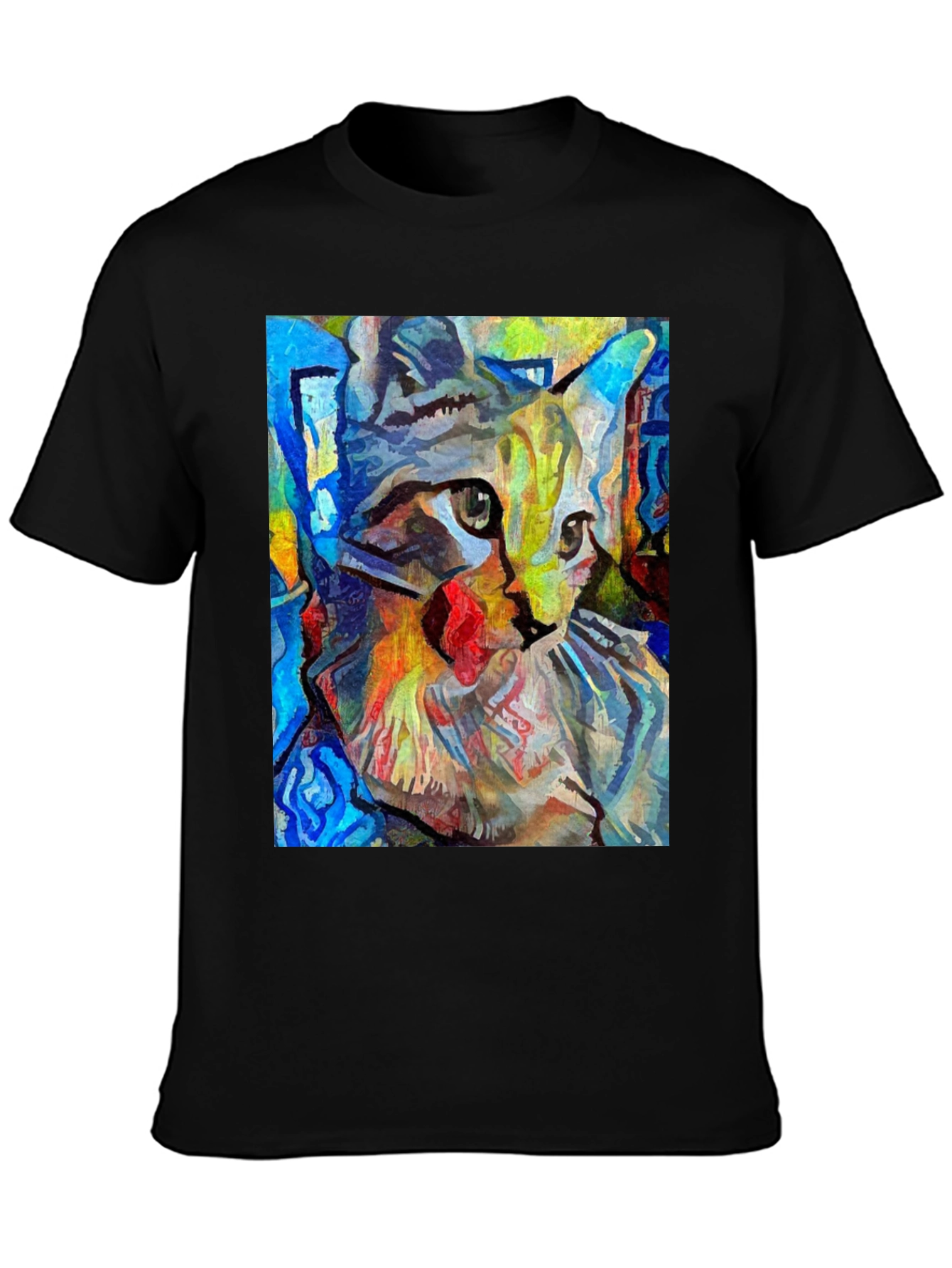 Abstract Cat Art Black T-Shirt