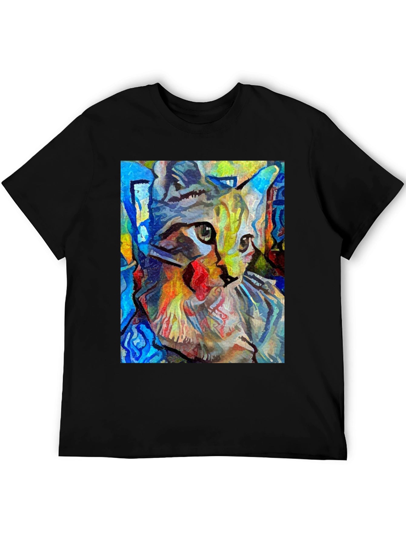 Abstract Cat Art Black T-Shirt