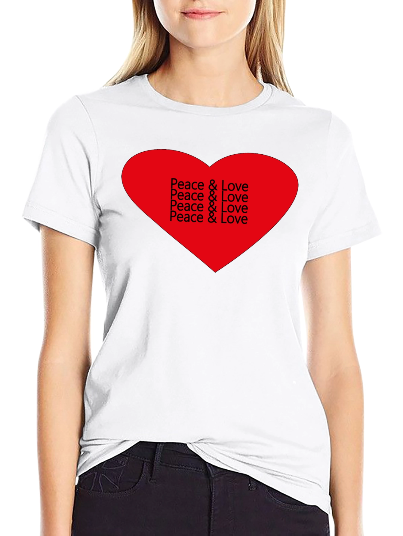 Peace & Love Heart Graphic T-Shirt