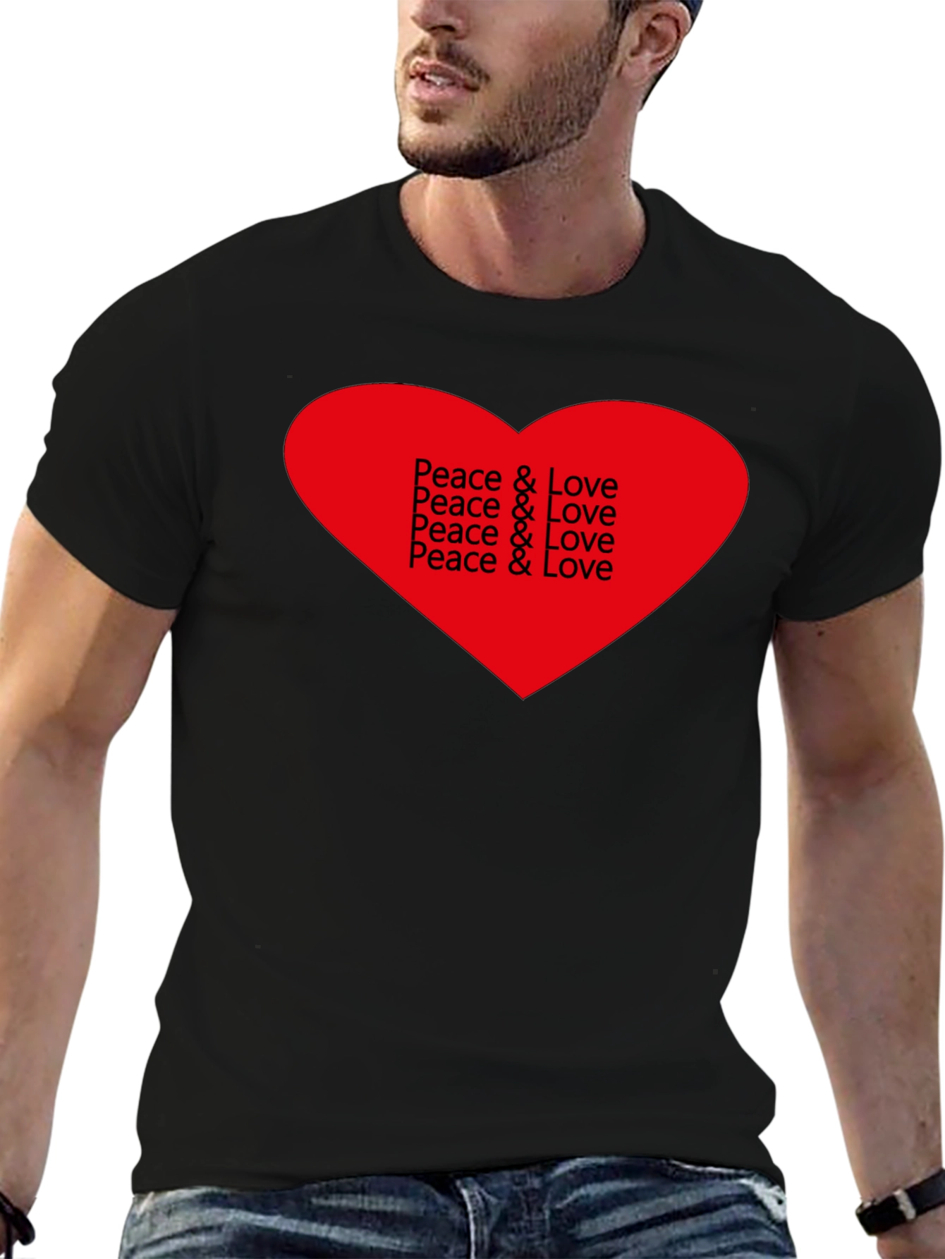 Peace & Love Heart Graphic T-Shirt