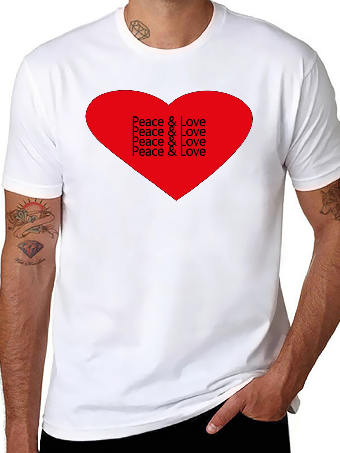 Peace & Love Heart Graphic T-Shirt