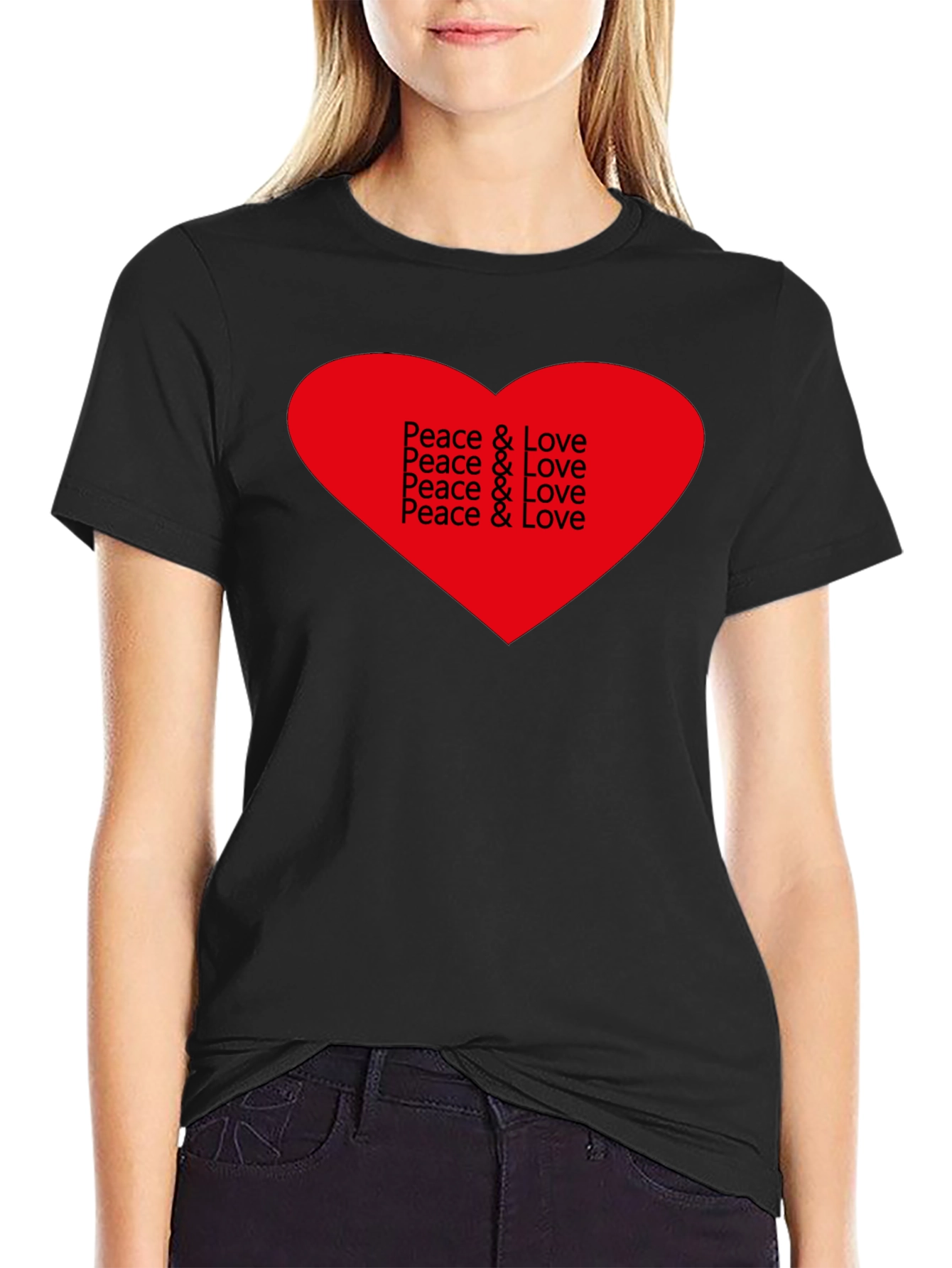 Peace & Love Heart Graphic T-Shirt