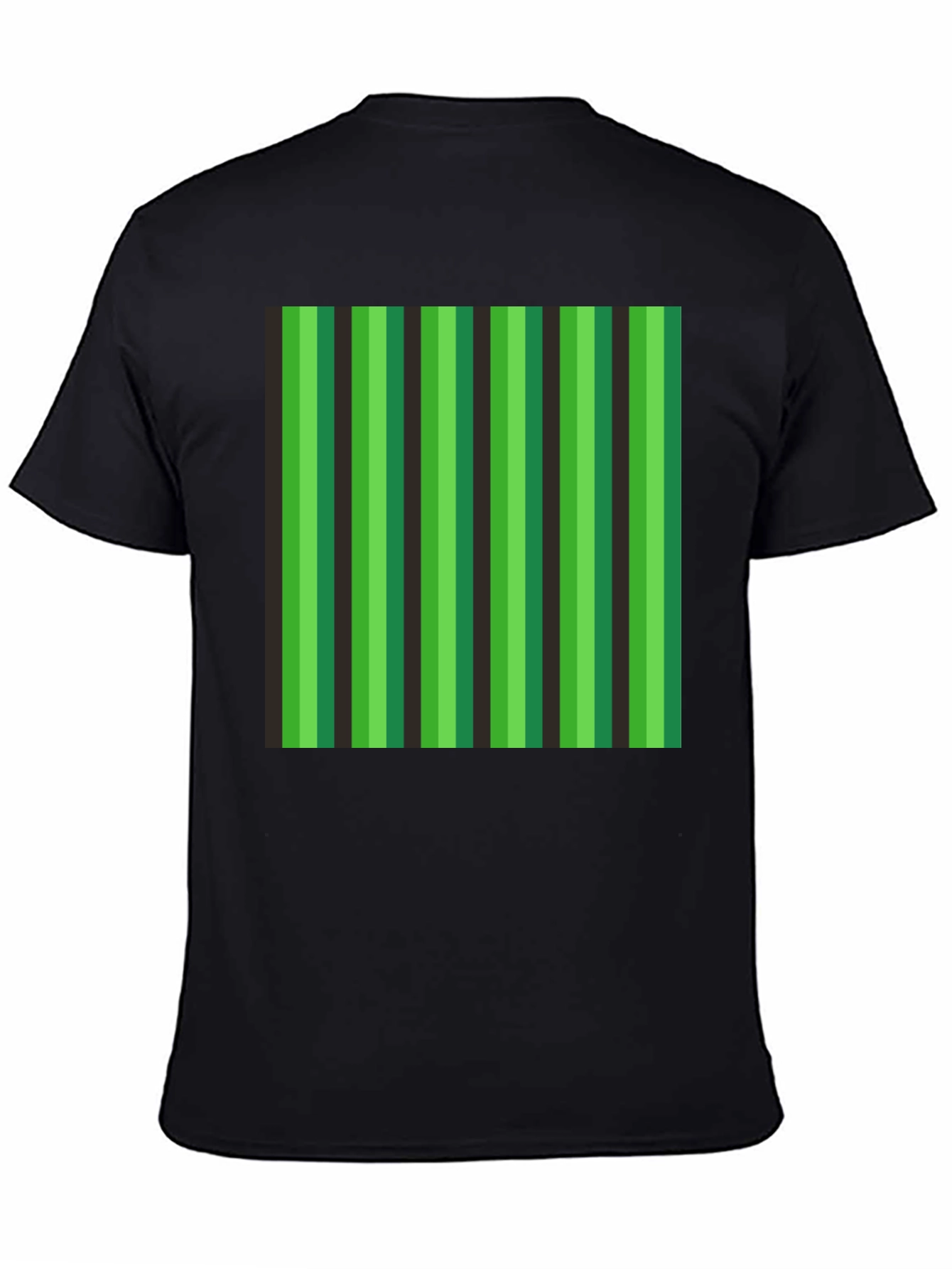 Striped Green & Black Graphic T-Shirt