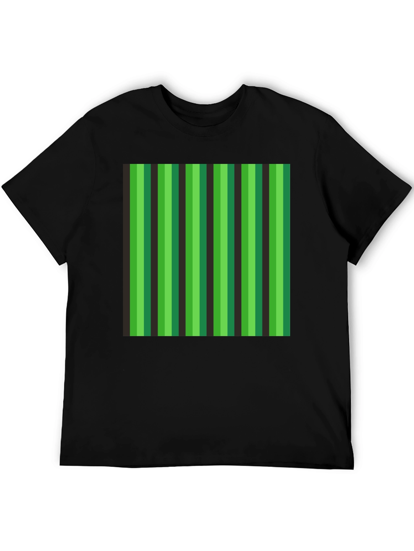 Striped Green & Black Graphic T-Shirt