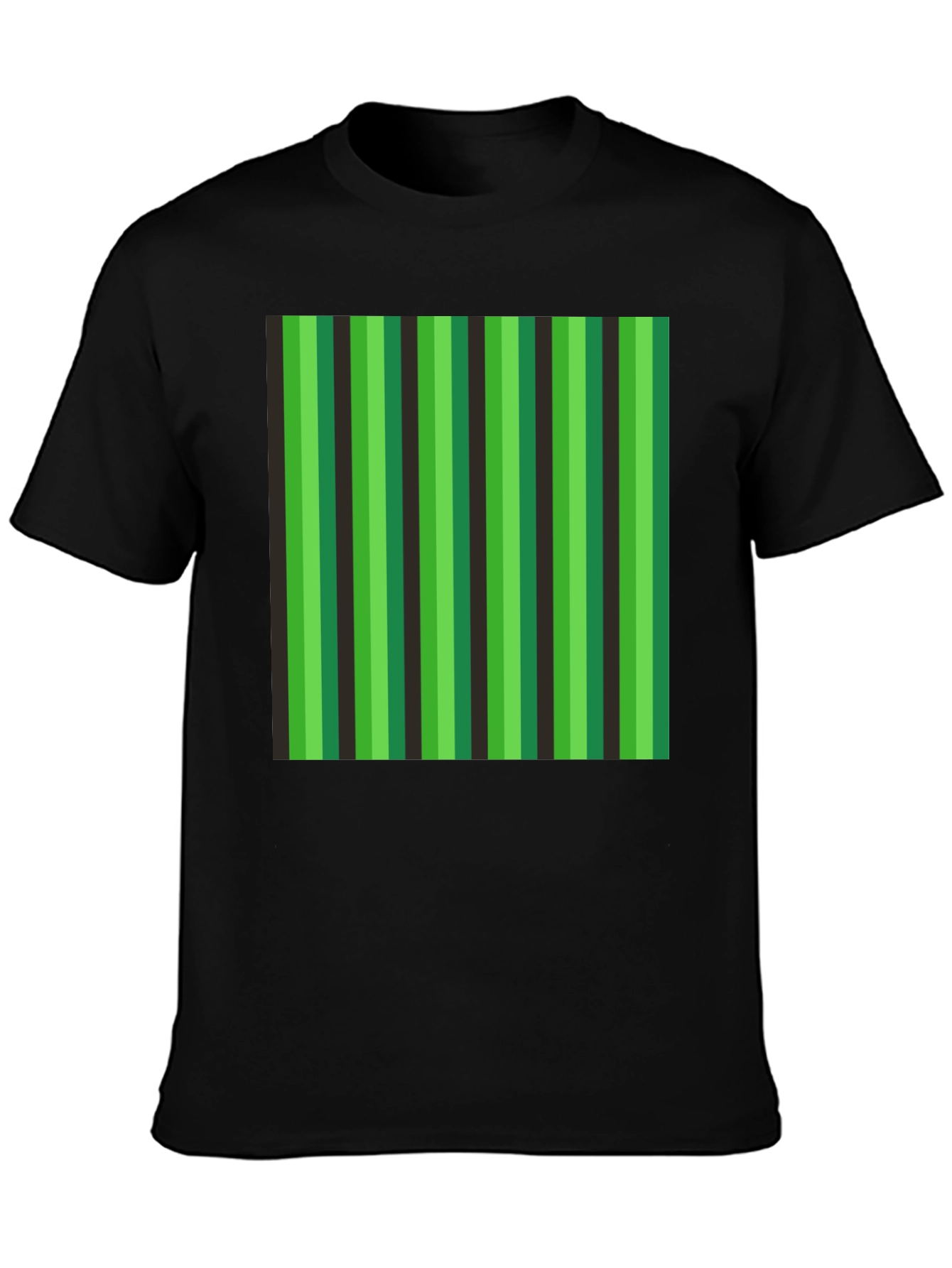 Striped Green & Black Graphic T-Shirt