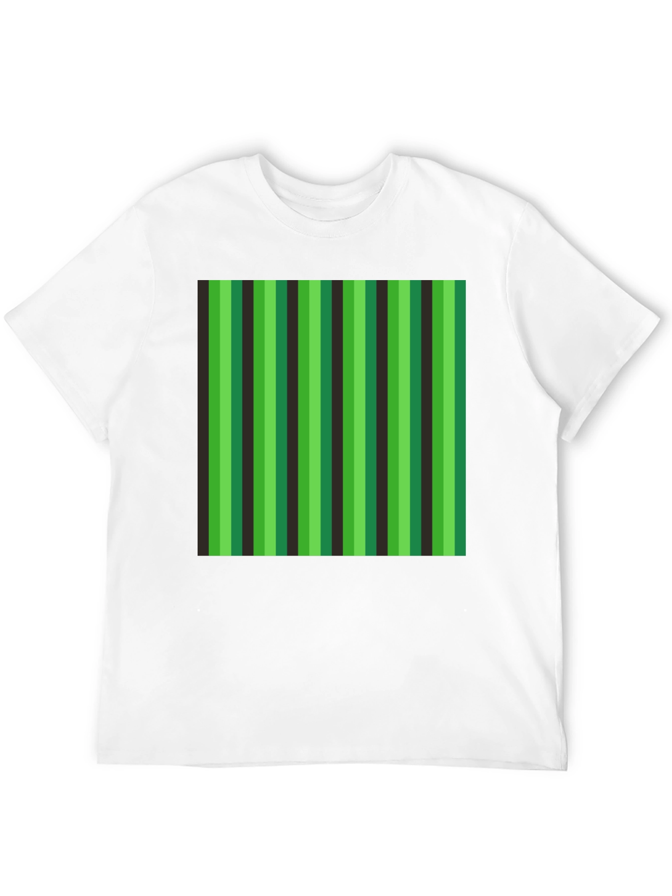 Striped Green & Black Graphic T-Shirt