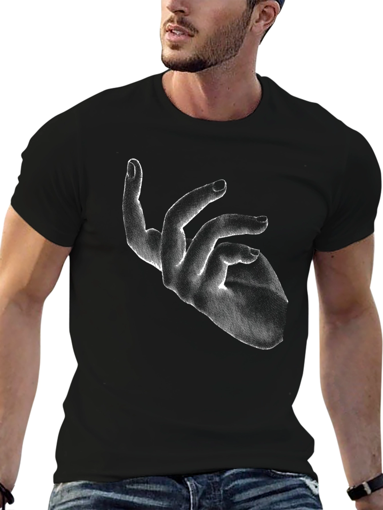 Abstract Hand Graphic Black T-Shirt