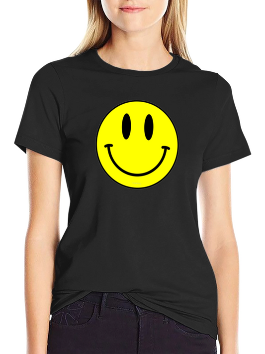 Classic Smiley Face Graphic Tee - Black