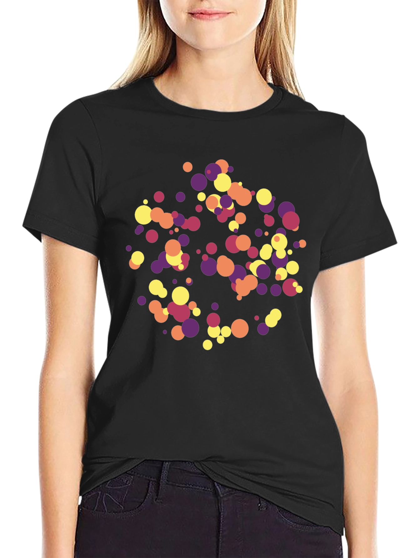 Abstract Circle Pattern Black T-Shirt