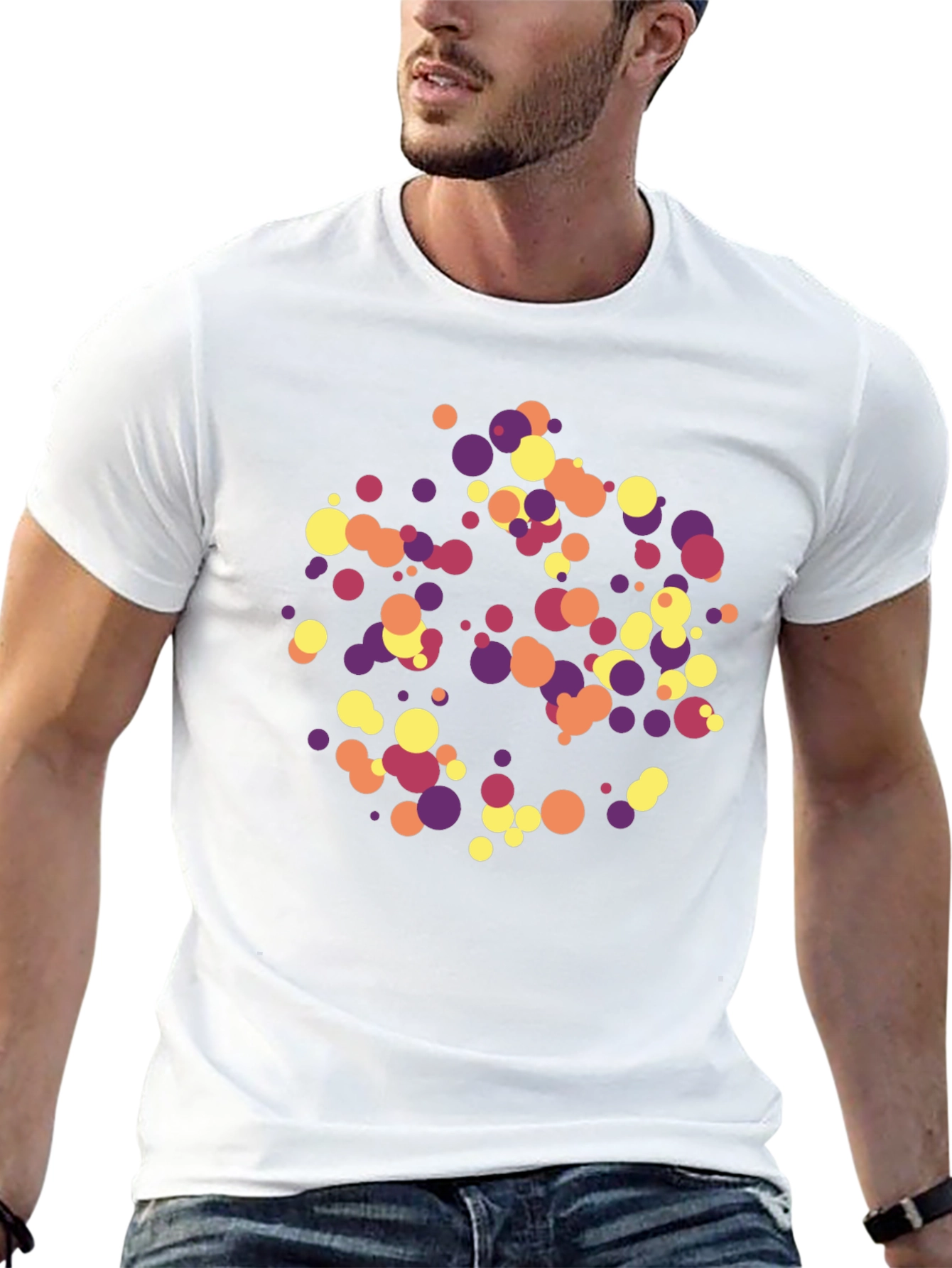 Abstract Circle Pattern Black T-Shirt