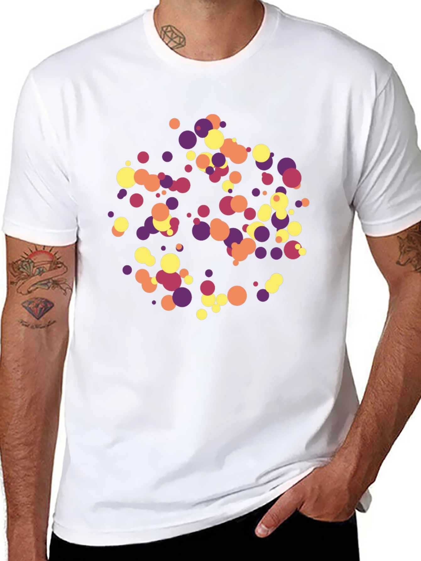 Abstract Circle Pattern Black T-Shirt