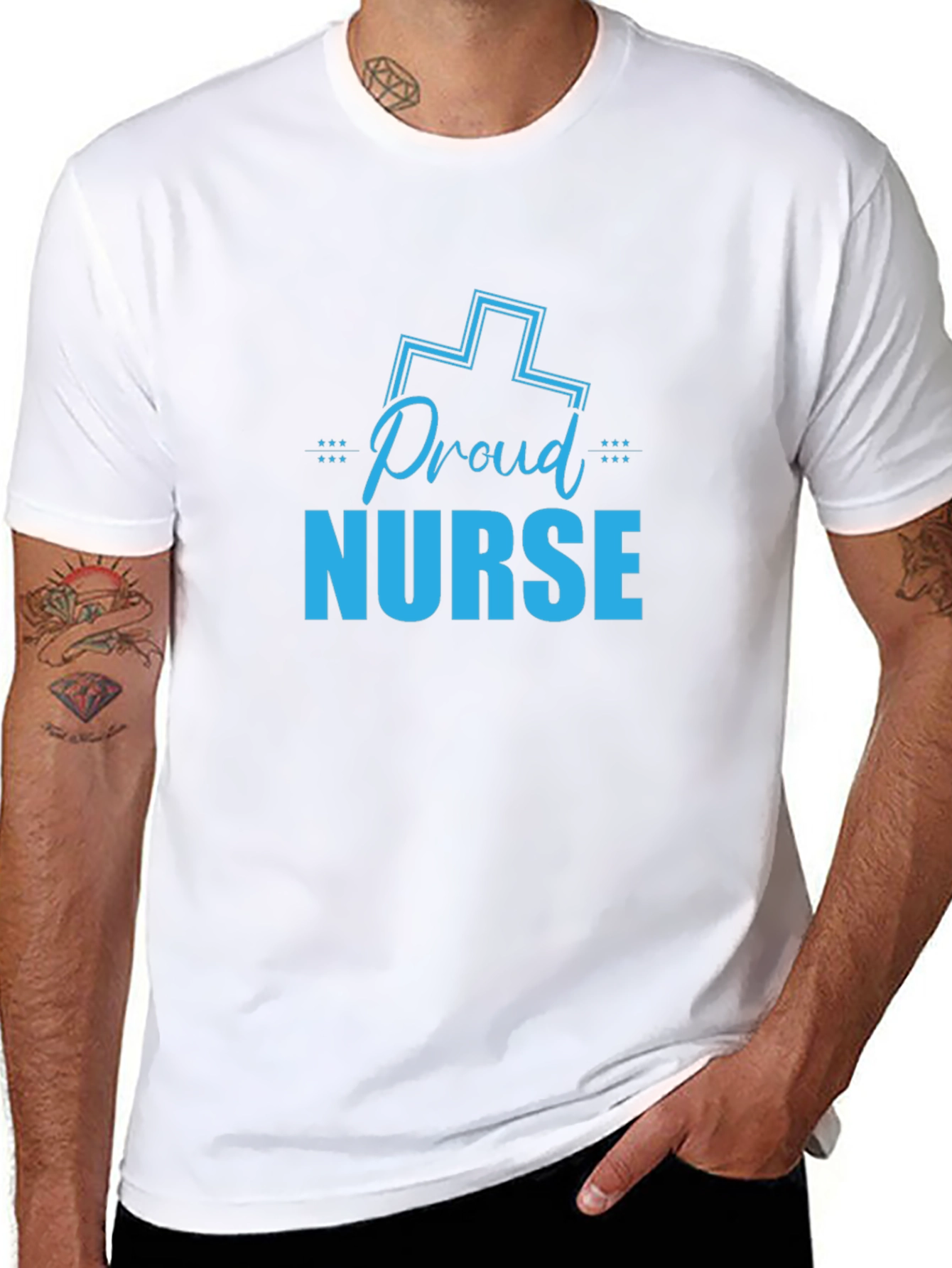Proud Nurse Graphic T-Shirt - Black Crew Neck