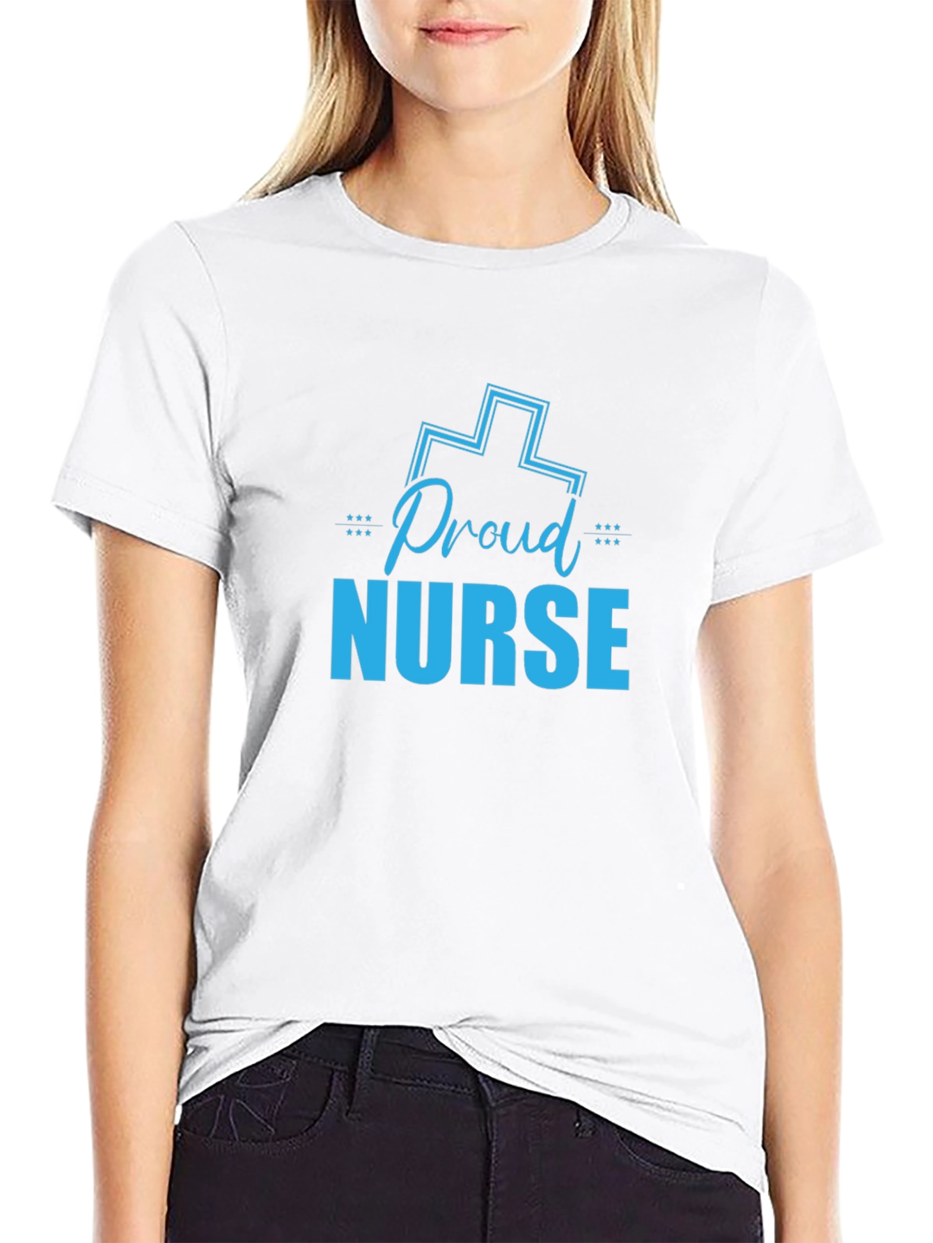 Proud Nurse Graphic T-Shirt - Black Crew Neck