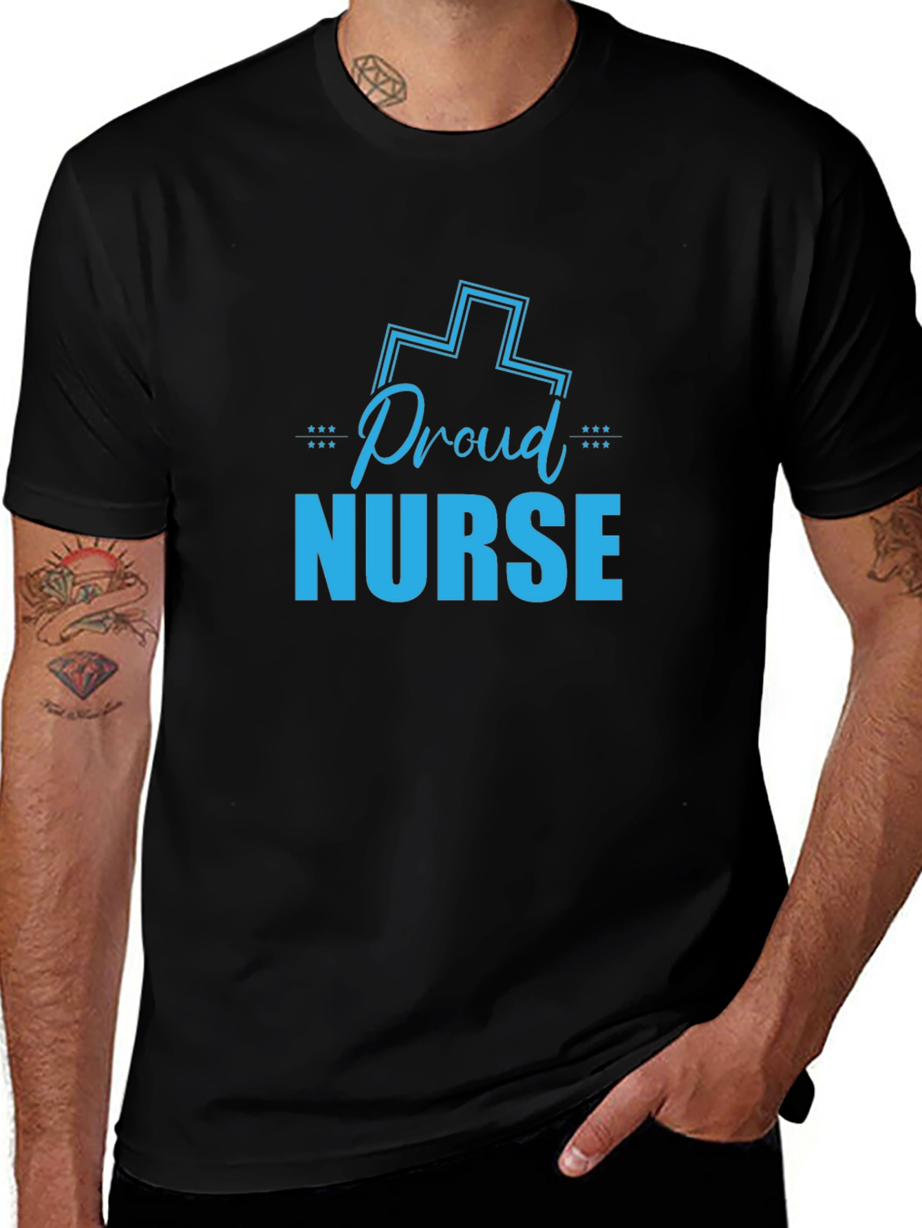 Proud Nurse Graphic T-Shirt - Black Crew Neck