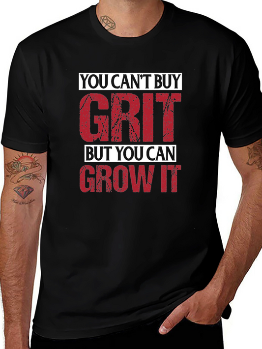 Motivational Grit Graphic T-Shirt - Mens Black Tee